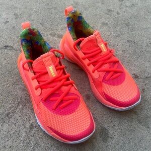 Under Armour Curry 7 SourPatch Peach Basketball Shoes Size 4Y